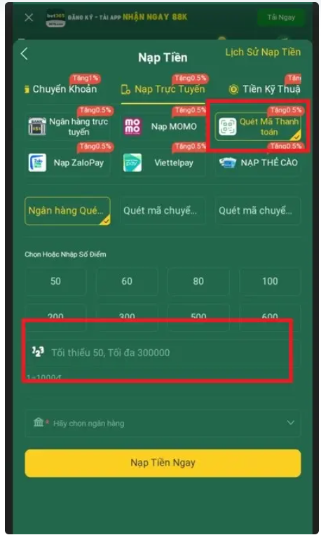 Nạp Tiền BET365